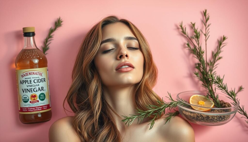 Apple cider vinegar and rosemary scalp rinse