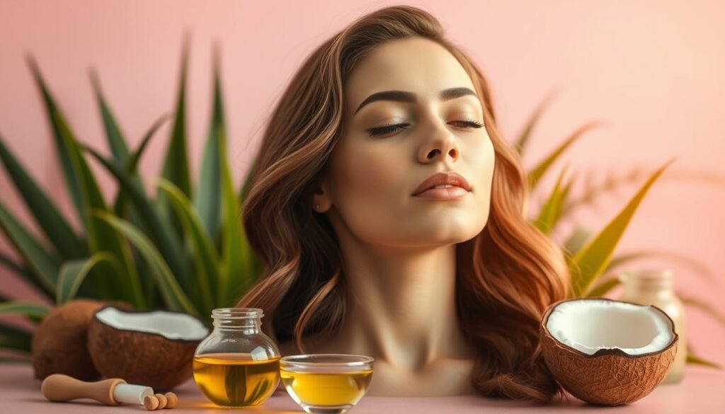 coconut oil and aloe vera hair repair mask
